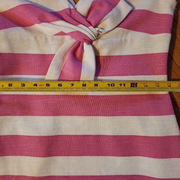 Kate Spade Silverlining Pink & White Striped & Bow Dress Size 6 - Picture 4 of 5